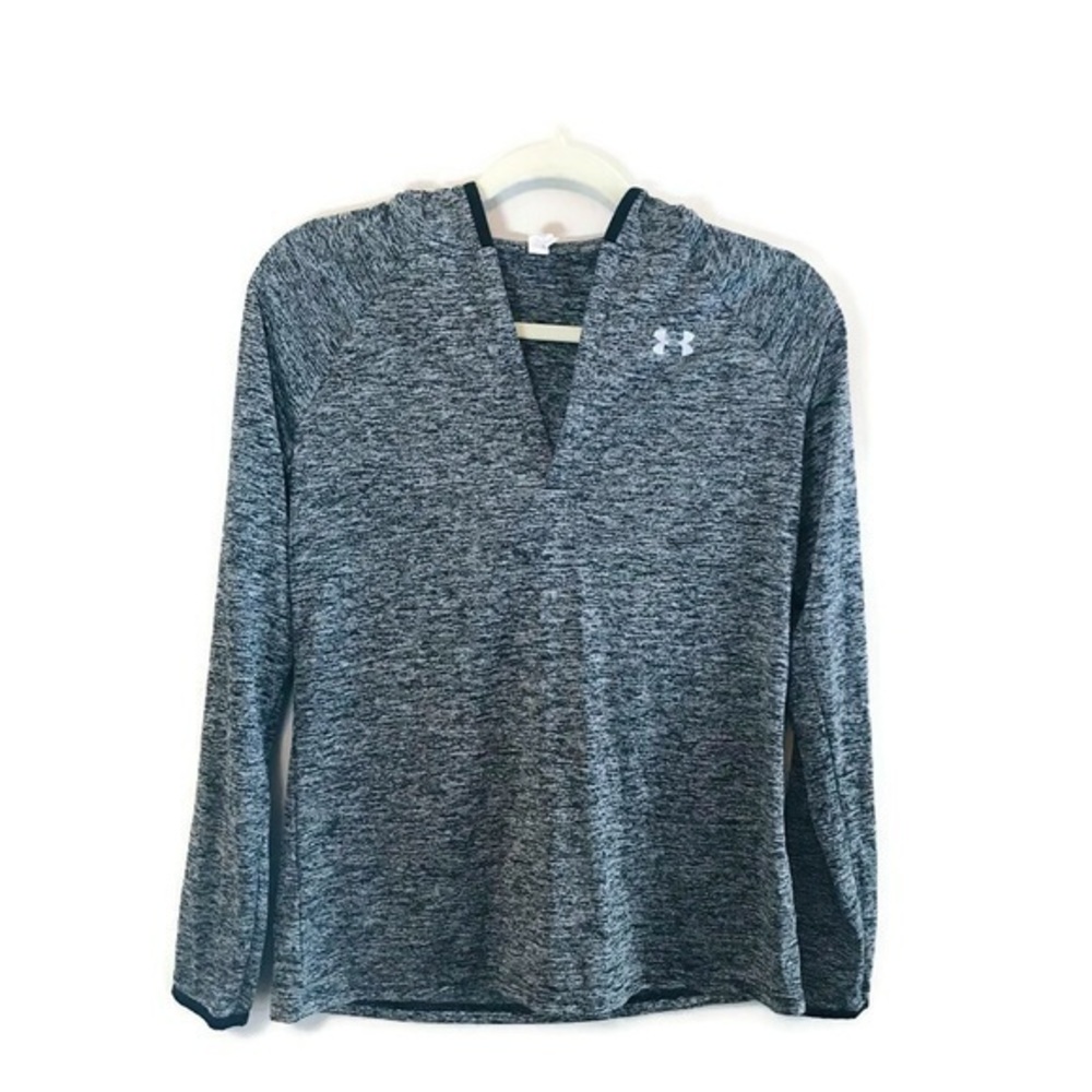 Under Armour Storm Black Gray Space Dye Long Sleeve Hoodie Pullover Shirt Small